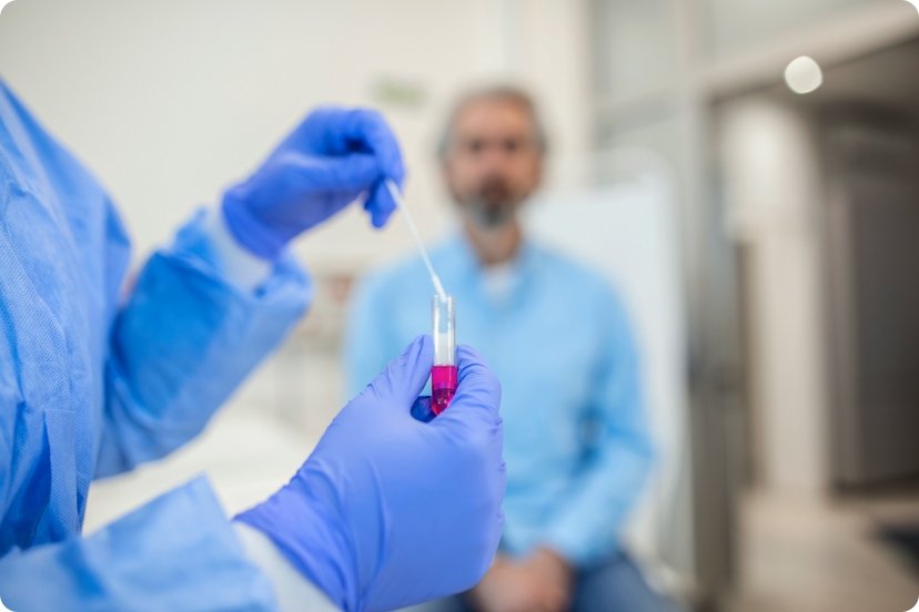 Researcher with test tube