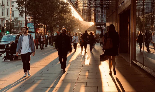 People walking in street