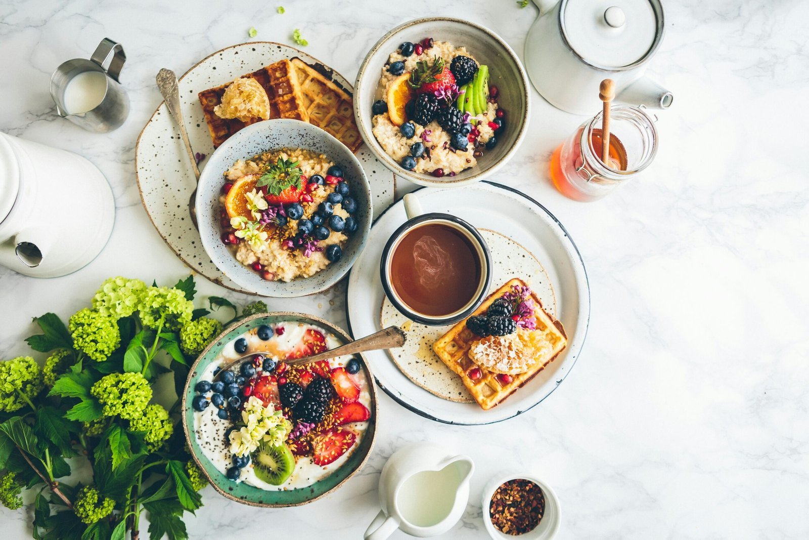 Plates of healthy food